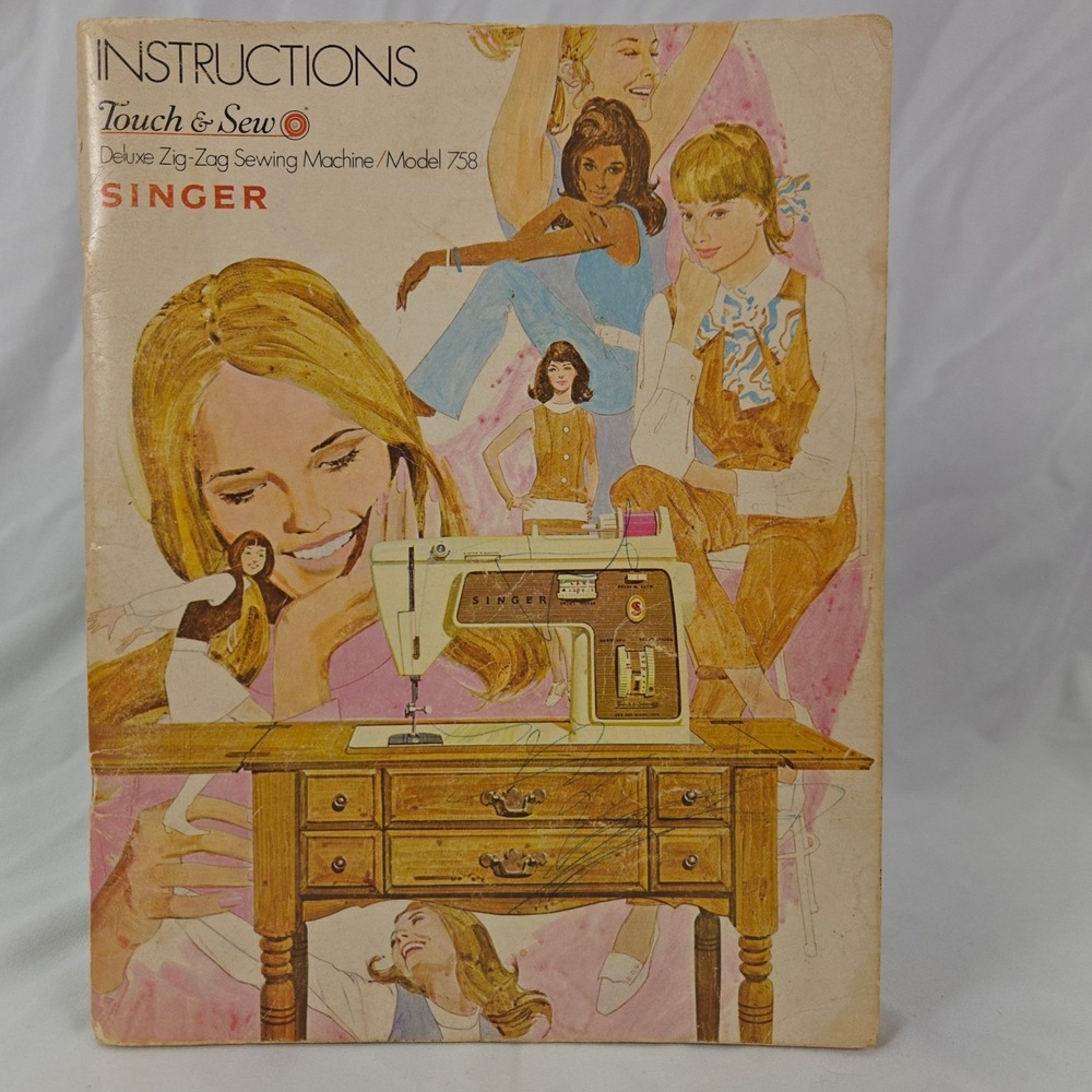 Singer Touch & Sew Model 758 Instruction Manual 1970 with Notes Vintage Book